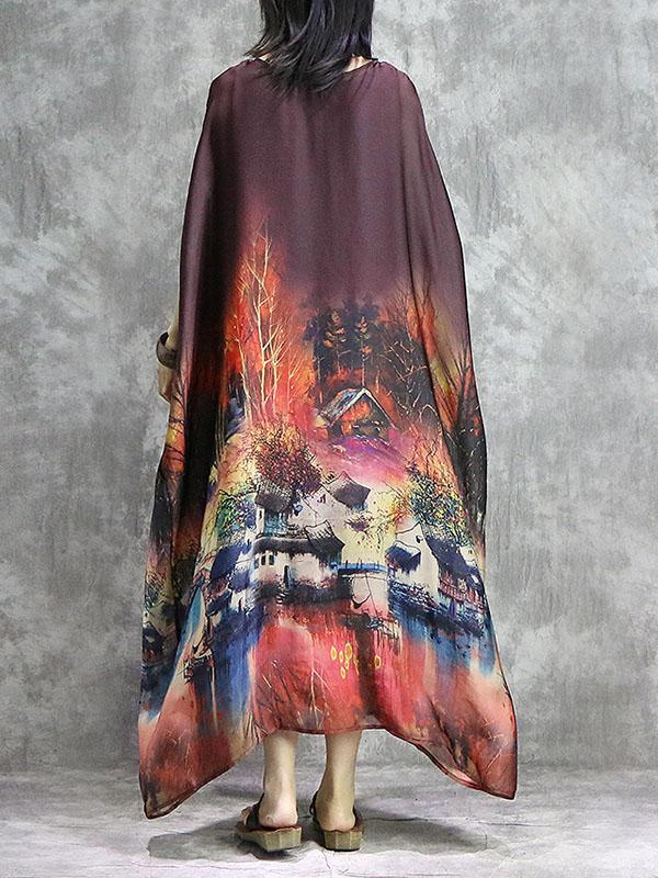 Loose Retro Silk Long Dress