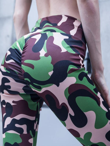 Empire Printed Elastic Wrap Yoga Leggings