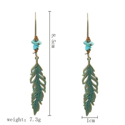 Alloy big retro leaf earrings