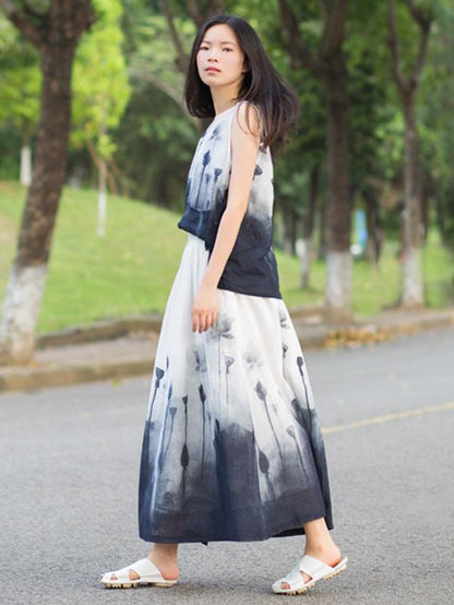 Printed Ink Wash Painting Vest