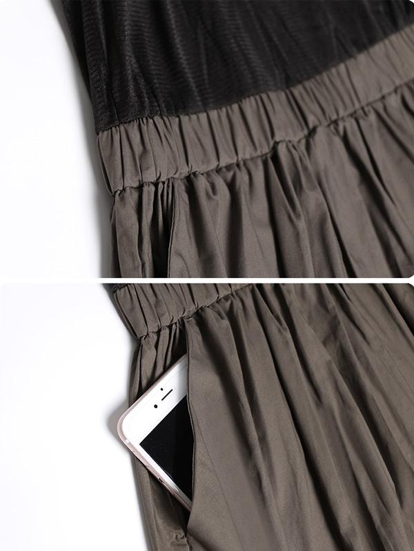 Retro False Two Split-joint Drawstring Sweatshirt Dress