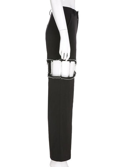 Bead Hollow Straight Leg Pants