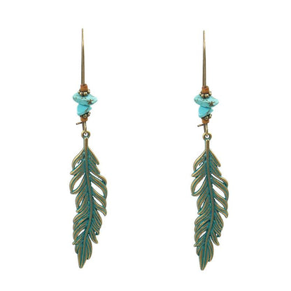 Alloy big retro leaf earrings