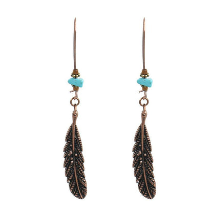 Alloy big retro leaf earrings