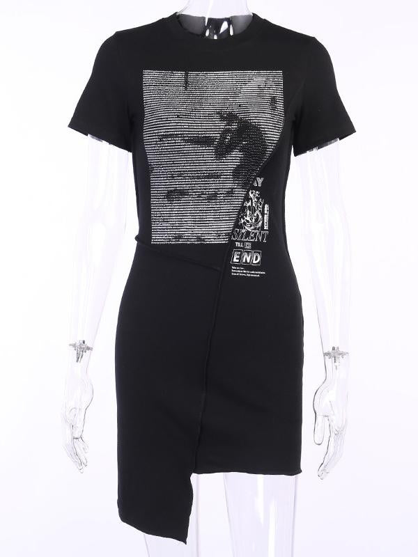 Printed Cropped Half Sleeves Mini Dresses