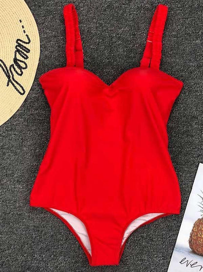 Solid Fresh Simple One-piece Swimwear