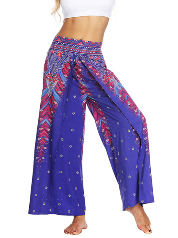 Bohemia Floral Printed Elastics Wide Leg Yoga Pants