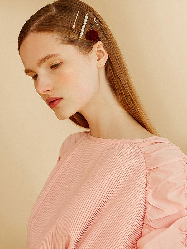 Vintage Flower Imitation Pearls Barrette Suit