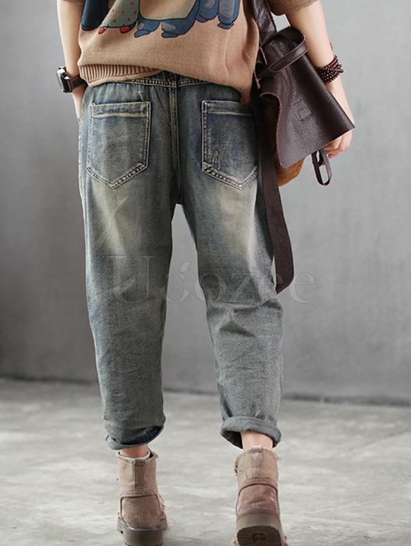 Casual Retro Embroidered Pants