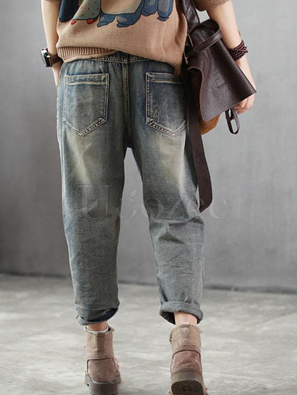 Casual Retro Embroidered Pants