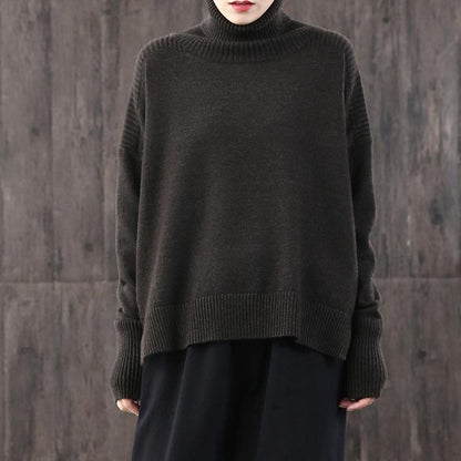 Buykud Loose Turtleneck Pullover Literary Casual Sweater
