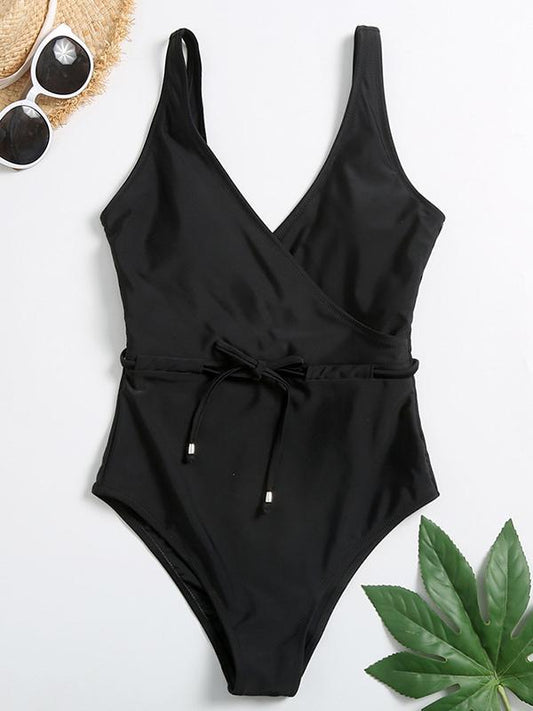 V-Neck Bandage One-Piece Swimwear