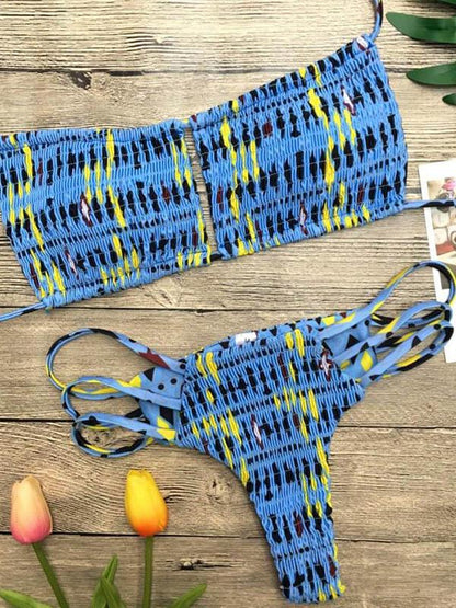 Sexy Ruffled Plain Bikinis Swimwear
