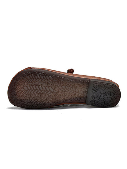 Leisure Fashionflat Hollow Flat Heel Leather Shoes