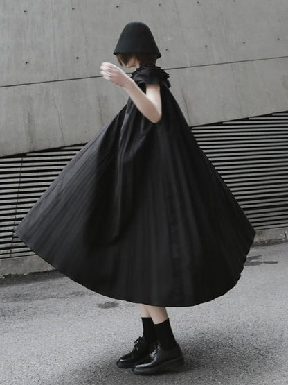 Elegant V-neck Big Hem Long Dress