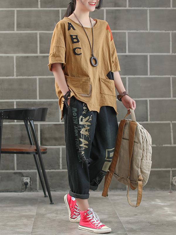 Casual Vintage Cropped T-shirt