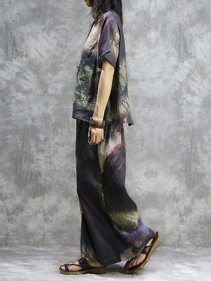 New Vintage Ramie T-Shirt + Loose Wide Leg Pants