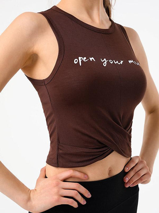 Printed Letters Breathable Sports Tank