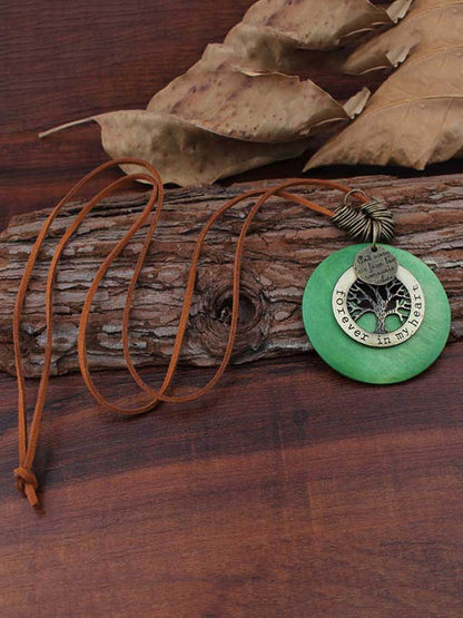 Vintage Wooden Circle Tree Shape Necklace Accessorie