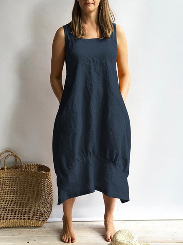 Simple Sleeveless Solid Maxi Dresses