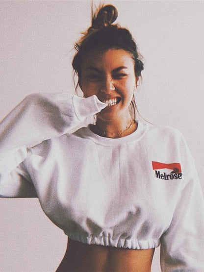 Elastic Hem Crop Sweatshirts