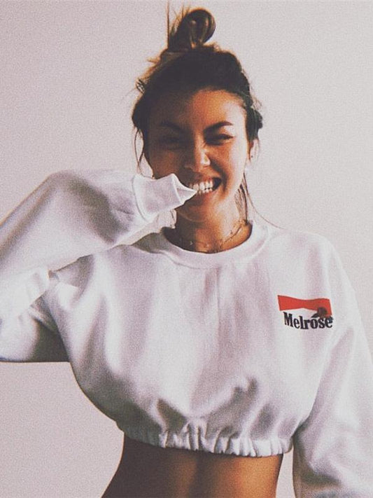 Elastic Hem Crop Sweatshirts