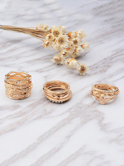 12pcs Vintage Carving Rings Accessories