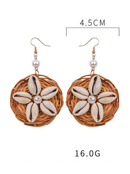 Shell Nature Fiber Handcraft Pearl Earring Accessories