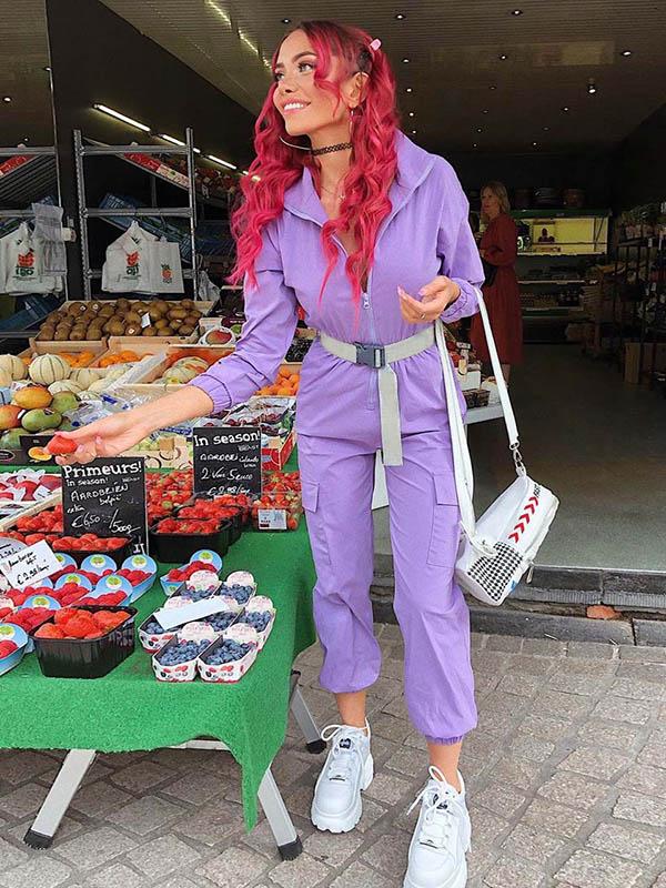 Zipper Belted Overall Jumpsuits