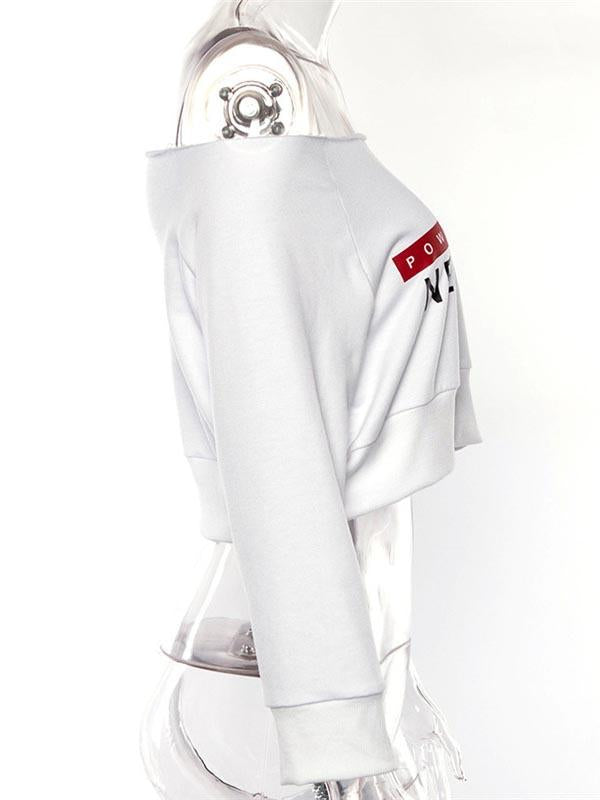 Letter Printed Off-The-Shoulder Sweat  Shirt