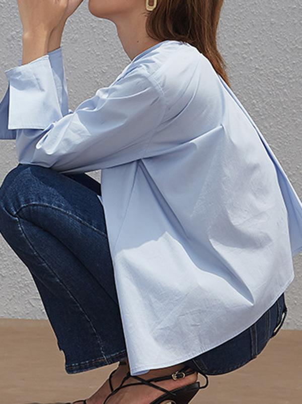 Original Round-neck Solid Blouses