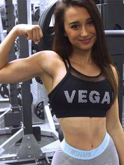 Mesh Letter Printed Sports Bra