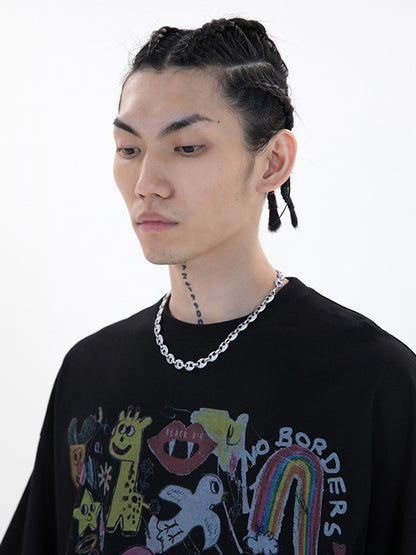 Original Round-Neck Cartoon Printed Loose T-Shirts Tops