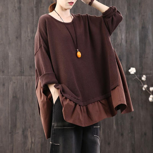 Buykud Casual Loose Fake Two-piece Pullover Blouse