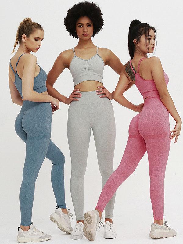 Sexy Solid Sleeveless Spaghetti-Neck Yoga Suits