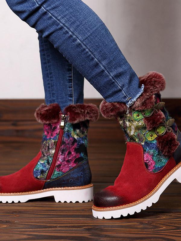 Bohemia Vintage Warm Leather Booties