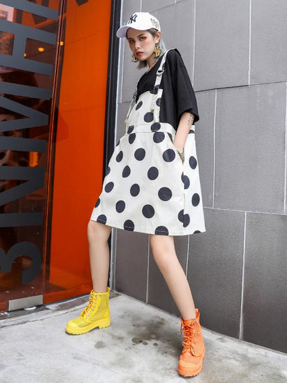 False-Two Polka-Dot Braces Dress