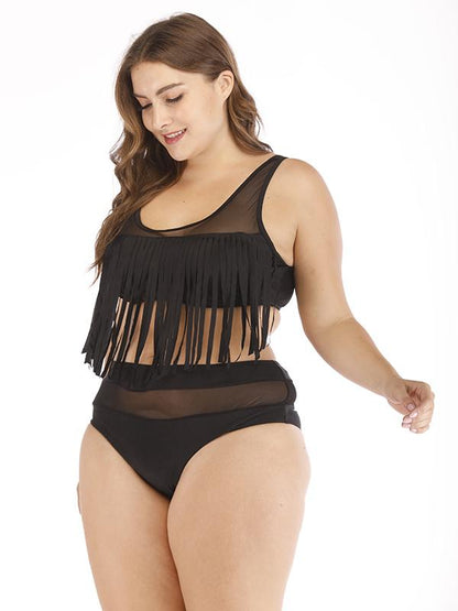 High Waist Tassels Plus Size Bikinis Swimwear