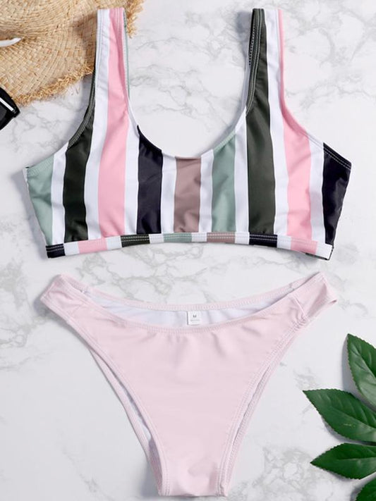 Striped Top Bikini Swimsuit