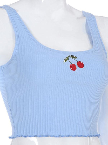 Cherry Printed Crop Tanks