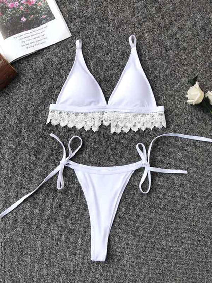 Triangle Lace Top With Panty Bikini Set