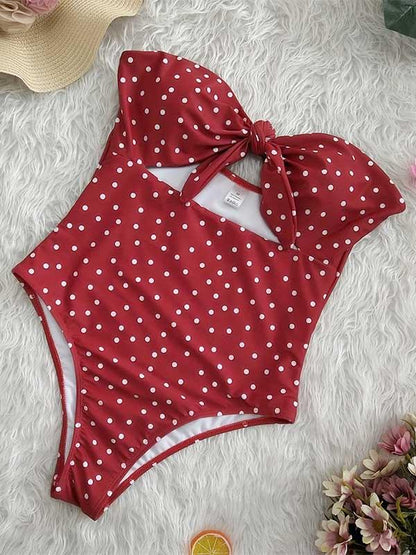 Plunge Neck Top With High Cut One-piece Swimsuit