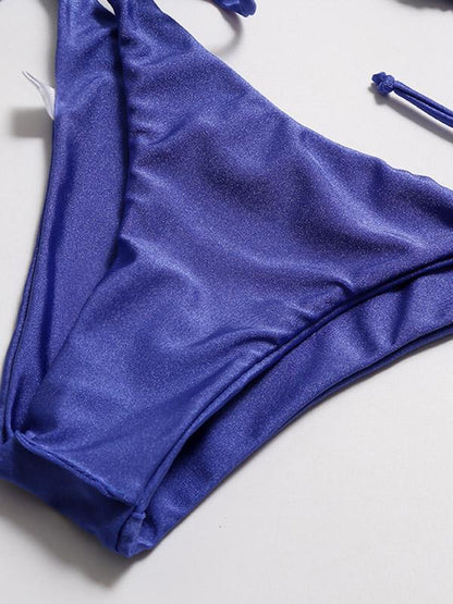 Solid Ruffled Bandage Bikinis Swimwear