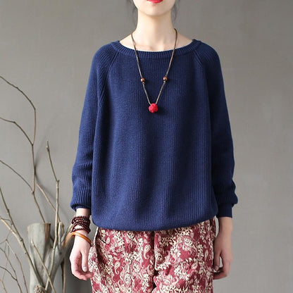 Autumn Basic Cotton Solid Loose Short Women Sweater