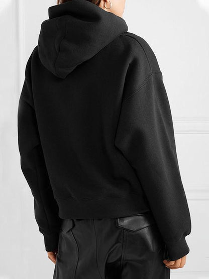 Zipper Off-The-Shoulder Two Ways To Wear Plus Velvet Hoodies&Sweatshirt