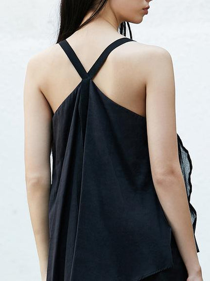 Simple Black Split-joint Split-side Long Dress