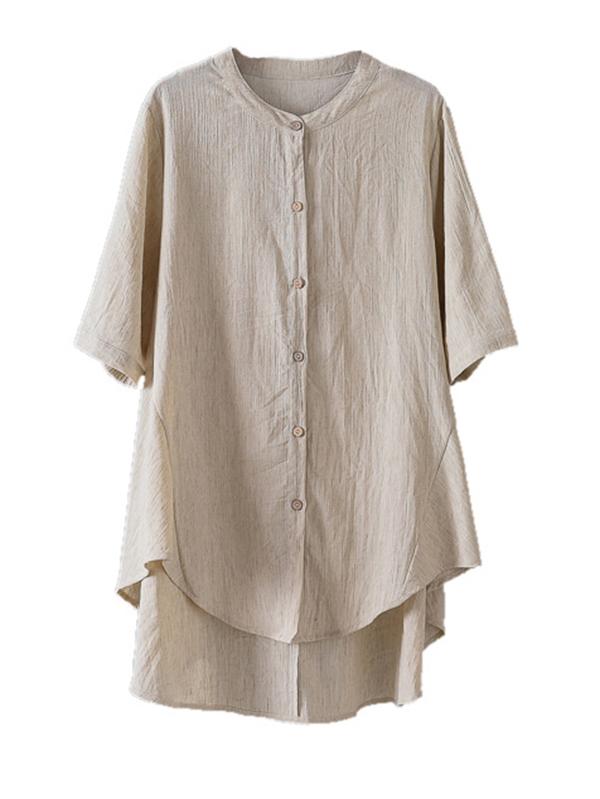 Vintage Irregularity Solid Blouses&Shirts Tops