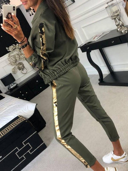 Fashion Sports Top And Athletic Pants Suits
