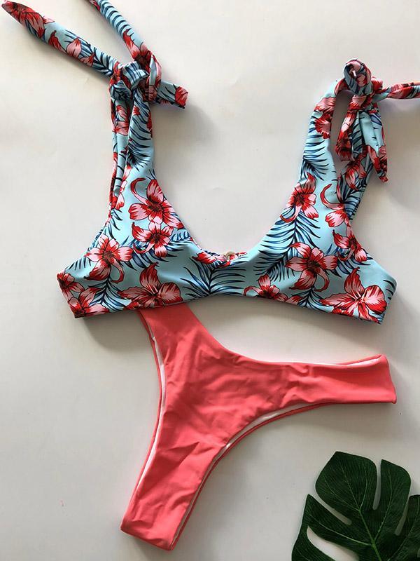 Plain Bottom Bikinis Swimwear