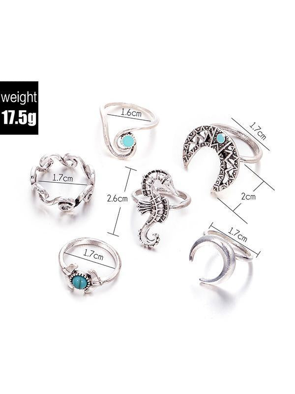 Vintage 6PCS Turquoise Rings Accessories